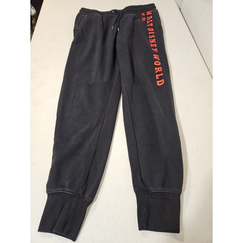 Disney Jogger Pants Womens Large Black/Red Walt Disney World Sweat Pants (579